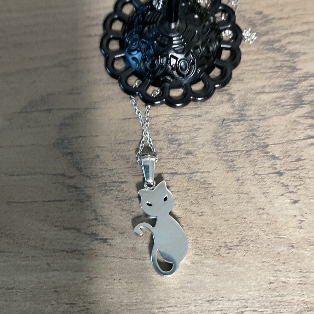 Sterling Silver Cat Lover Necklace Micro Pet Kitty pendant